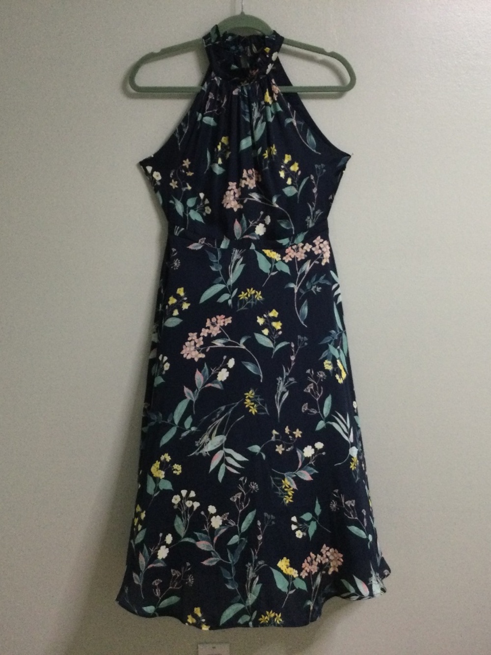 Banana Republic Cocktail Length Navy Floral Halter Dress